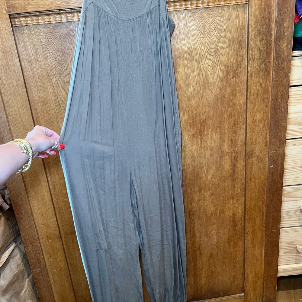 Maternity;  Olive Jumpsuit